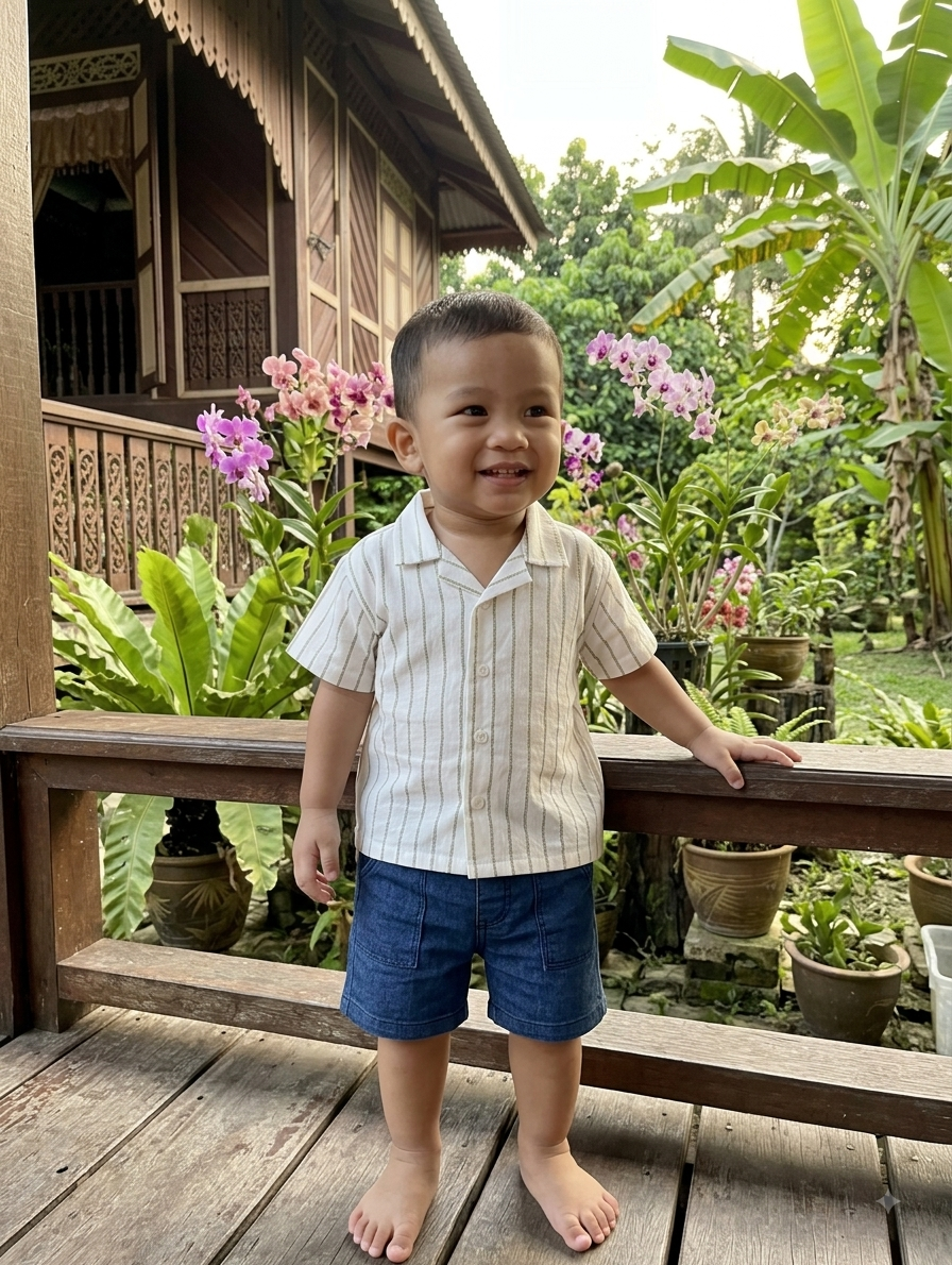 BOYS PRINTED STRIPED SHIRT